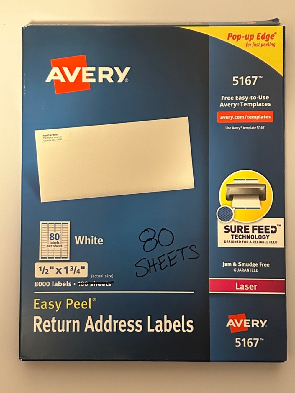 Avery Easy Peel Return Address Labels (80 Sheets)